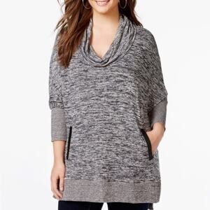 Melissa McCarthy Seven7 Heathered Grey Cowl Neck Boxy Sweater 2X